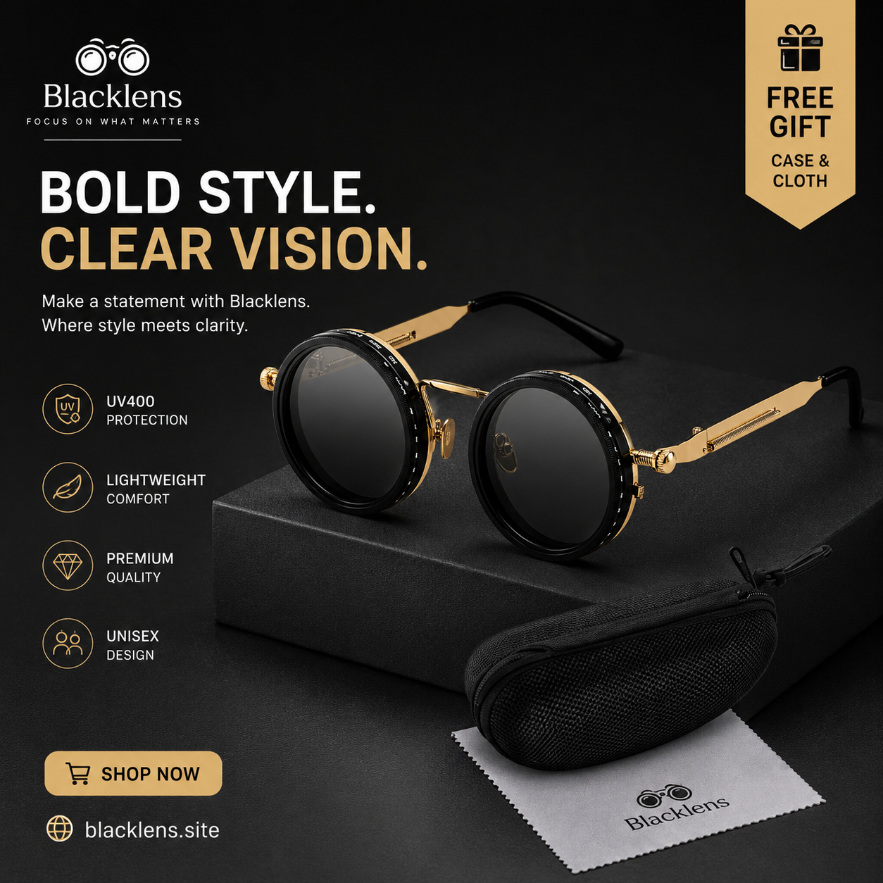 Premium Aura 9-Gear Adjustable Polarized Sunglasses with Free Case
